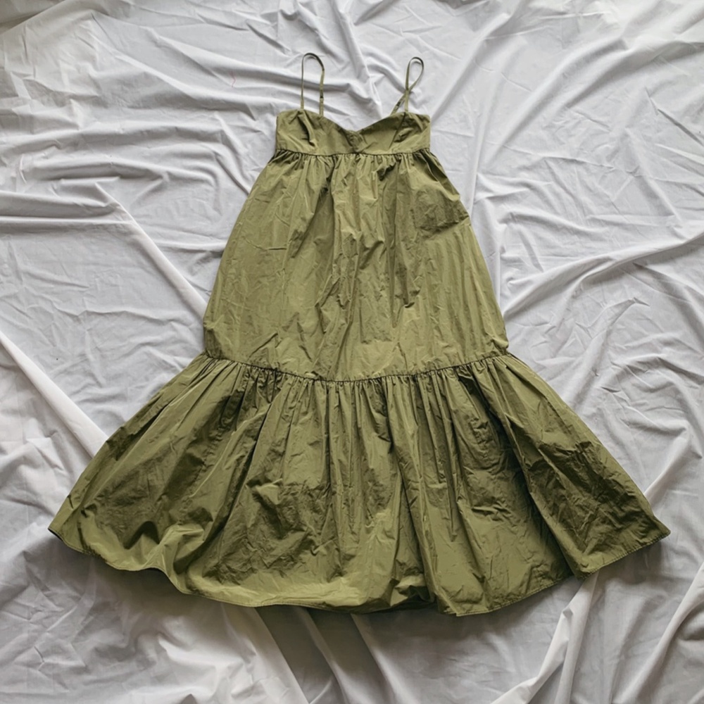 ARITZIA Babydoll Parable Green Midi Dress